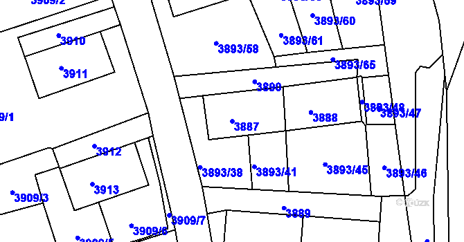 Parcela st. 3887 v KÚ Jirkov, Katastrální mapa