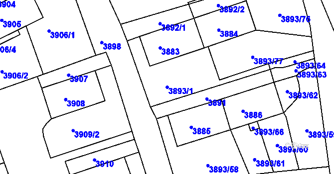 Parcela st. 3893/1 v KÚ Jirkov, Katastrální mapa