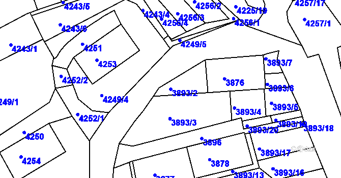 Parcela st. 3893/2 v KÚ Jirkov, Katastrální mapa