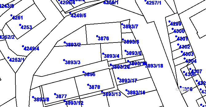 Parcela st. 3893/4 v KÚ Jirkov, Katastrální mapa