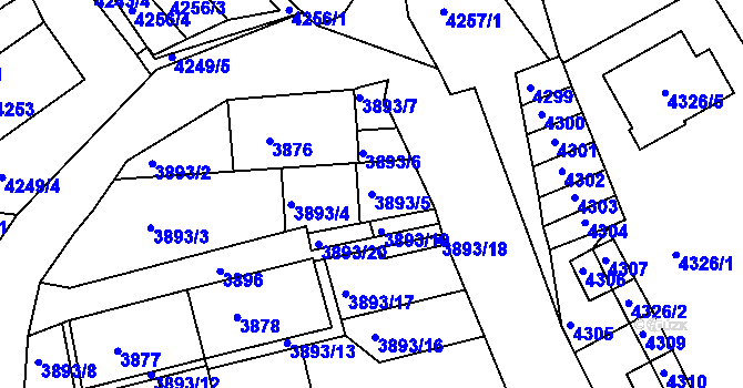 Parcela st. 3893/5 v KÚ Jirkov, Katastrální mapa