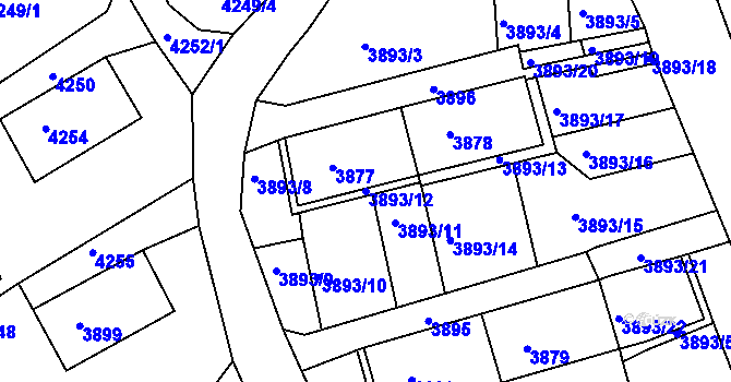 Parcela st. 3893/12 v KÚ Jirkov, Katastrální mapa