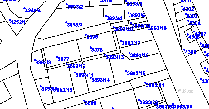 Parcela st. 3893/13 v KÚ Jirkov, Katastrální mapa