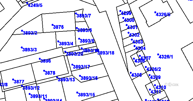 Parcela st. 3893/18 v KÚ Jirkov, Katastrální mapa