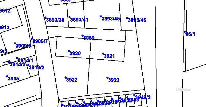 Parcela st. 3921 v KÚ Jirkov, Katastrální mapa