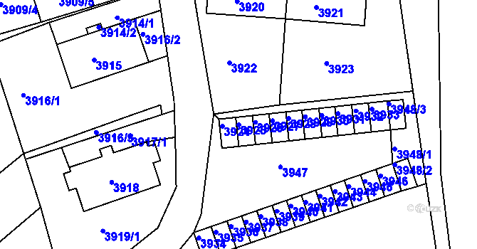 Parcela st. 3925 v KÚ Jirkov, Katastrální mapa