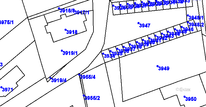 Parcela st. 3934 v KÚ Jirkov, Katastrální mapa