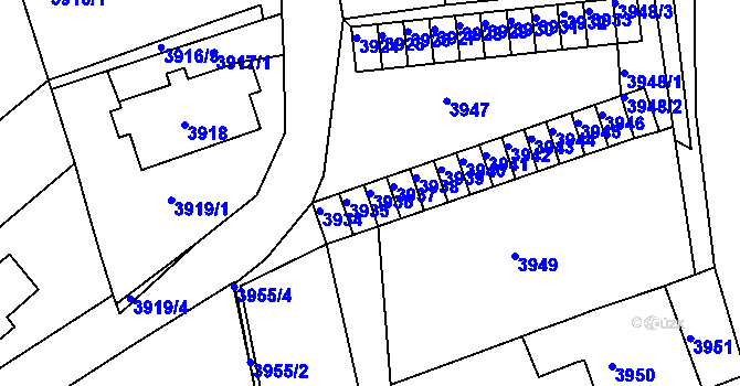 Parcela st. 3936 v KÚ Jirkov, Katastrální mapa