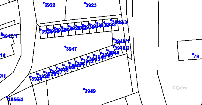 Parcela st. 3945 v KÚ Jirkov, Katastrální mapa