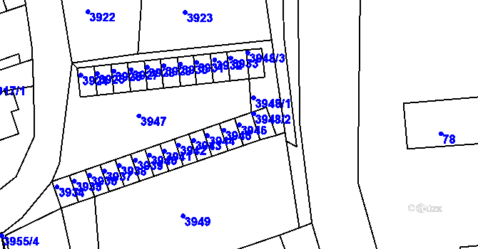 Parcela st. 3946 v KÚ Jirkov, Katastrální mapa