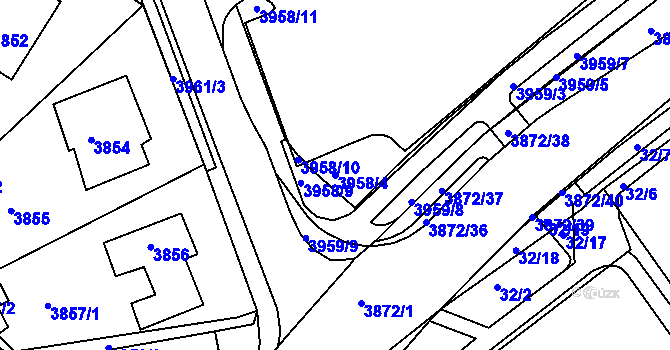 Parcela st. 3958/4 v KÚ Jirkov, Katastrální mapa