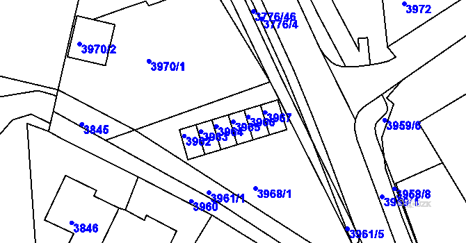 Parcela st. 3965 v KÚ Jirkov, Katastrální mapa