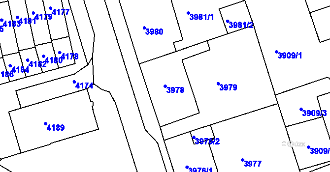 Parcela st. 3978 v KÚ Jirkov, Katastrální mapa