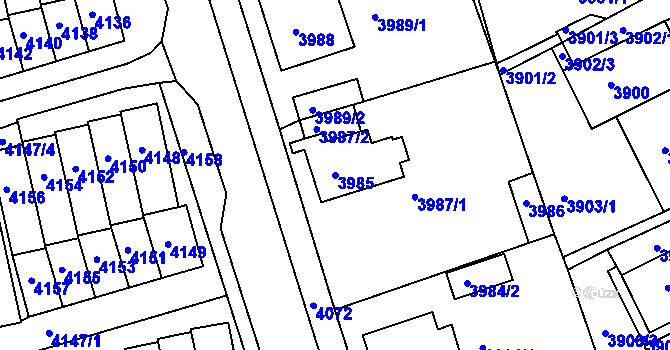 Parcela st. 3985 v KÚ Jirkov, Katastrální mapa
