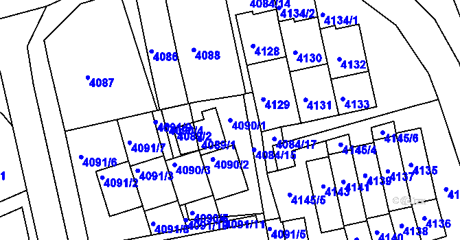 Parcela st. 4090/1 v KÚ Jirkov, Katastrální mapa