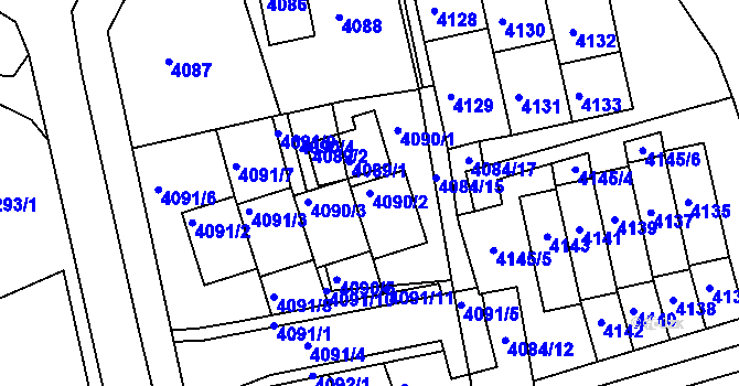 Parcela st. 4090/2 v KÚ Jirkov, Katastrální mapa