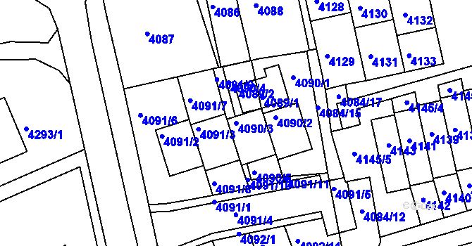 Parcela st. 4090/3 v KÚ Jirkov, Katastrální mapa