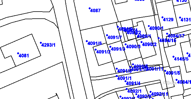 Parcela st. 4091/2 v KÚ Jirkov, Katastrální mapa