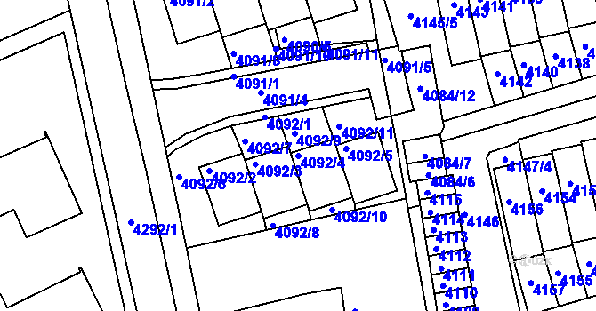 Parcela st. 4092/4 v KÚ Jirkov, Katastrální mapa