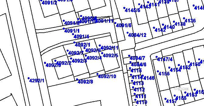 Parcela st. 4092/5 v KÚ Jirkov, Katastrální mapa