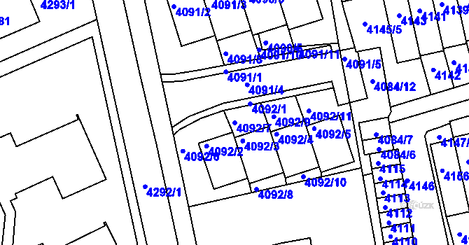 Parcela st. 4092/7 v KÚ Jirkov, Katastrální mapa