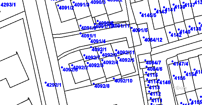 Parcela st. 4092/9 v KÚ Jirkov, Katastrální mapa