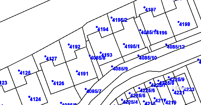 Parcela st. 4193 v KÚ Jirkov, Katastrální mapa