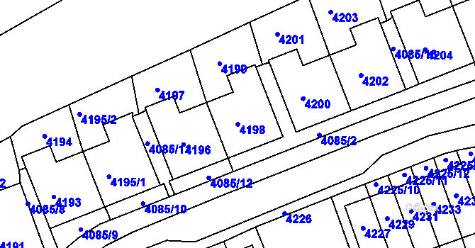 Parcela st. 4198 v KÚ Jirkov, Katastrální mapa
