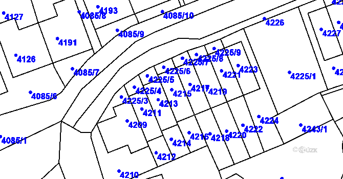 Parcela st. 4215 v KÚ Jirkov, Katastrální mapa