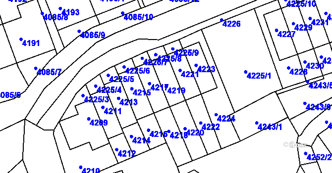 Parcela st. 4219 v KÚ Jirkov, Katastrální mapa