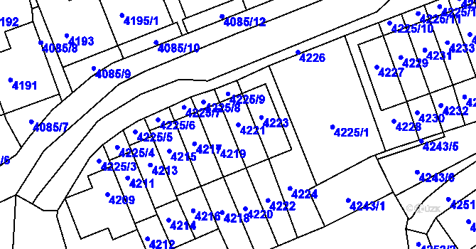 Parcela st. 4221 v KÚ Jirkov, Katastrální mapa