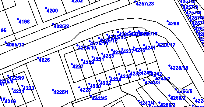 Parcela st. 4233 v KÚ Jirkov, Katastrální mapa