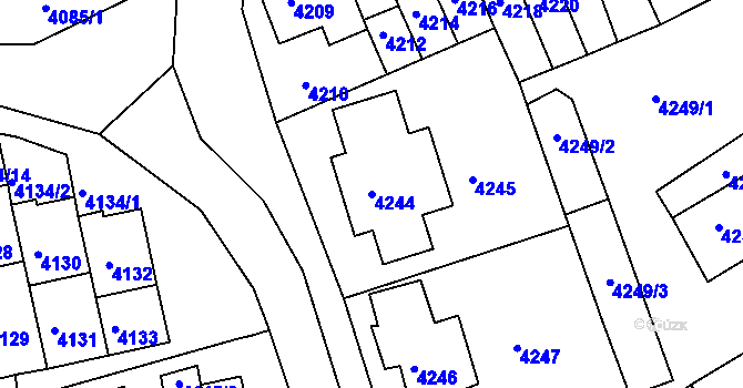 Parcela st. 4244 v KÚ Jirkov, Katastrální mapa