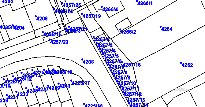 Parcela st. 4257/5 v KÚ Jirkov, Katastrální mapa