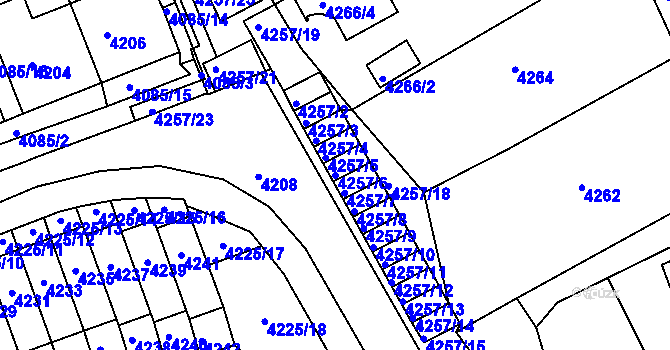 Parcela st. 4257/6 v KÚ Jirkov, Katastrální mapa