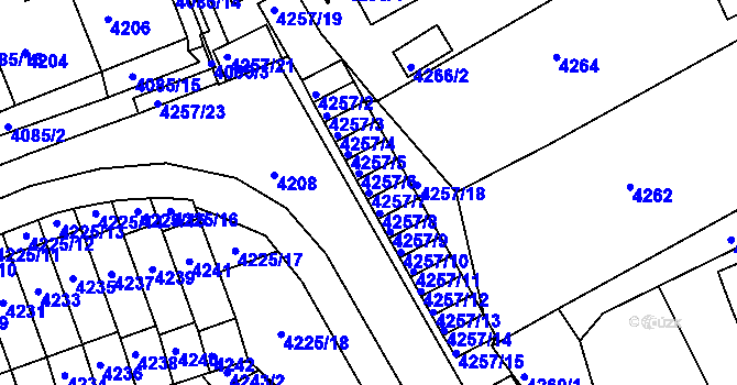 Parcela st. 4257/7 v KÚ Jirkov, Katastrální mapa