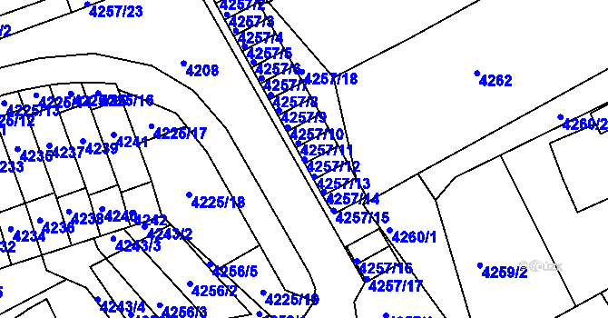 Parcela st. 4257/12 v KÚ Jirkov, Katastrální mapa