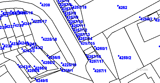 Parcela st. 4257/15 v KÚ Jirkov, Katastrální mapa