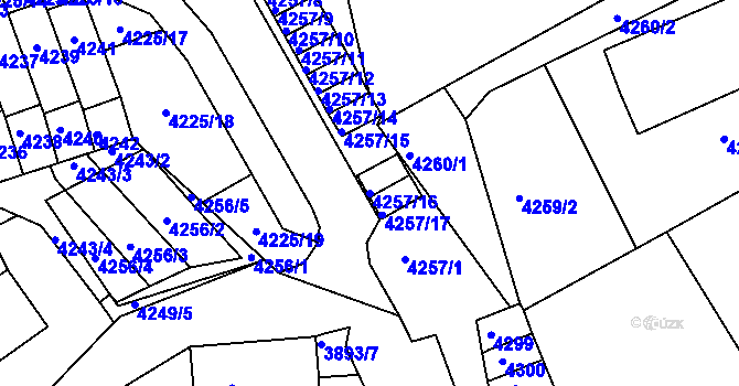 Parcela st. 4257/16 v KÚ Jirkov, Katastrální mapa