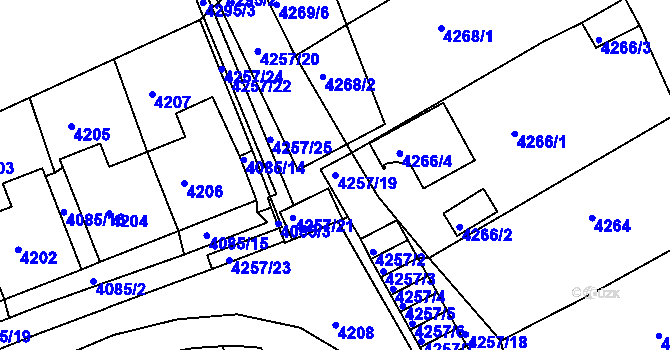Parcela st. 4257/19 v KÚ Jirkov, Katastrální mapa