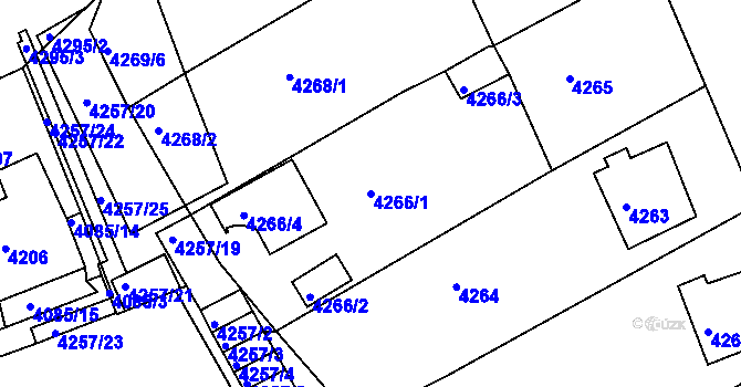 Parcela st. 4266/1 v KÚ Jirkov, Katastrální mapa