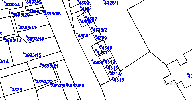 Parcela st. 4311 v KÚ Jirkov, Katastrální mapa