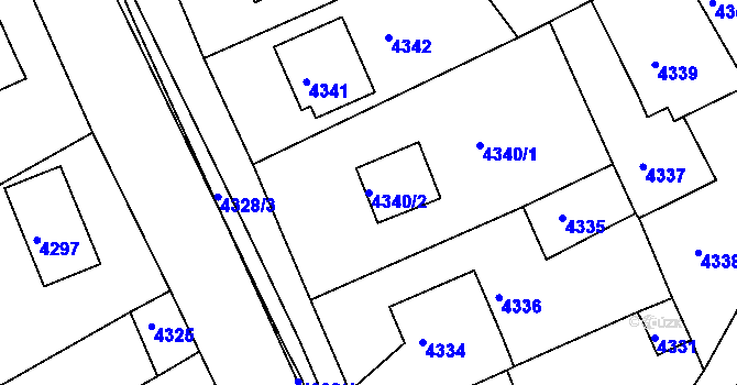 Parcela st. 4340/2 v KÚ Jirkov, Katastrální mapa