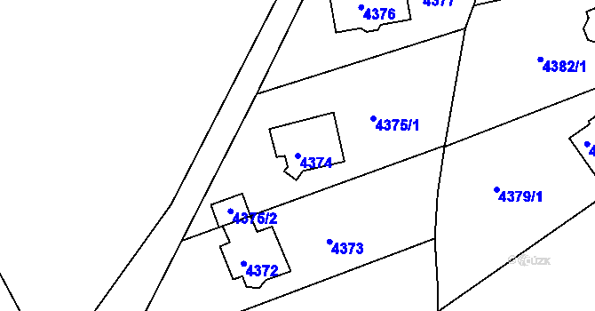 Parcela st. 4374 v KÚ Jirkov, Katastrální mapa