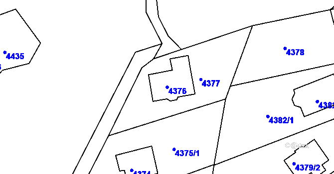 Parcela st. 4376 v KÚ Jirkov, Katastrální mapa