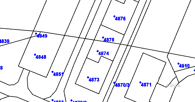 Parcela st. 4874 v KÚ Jirkov, Katastrální mapa