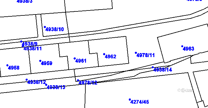 Parcela st. 4962 v KÚ Jirkov, Katastrální mapa