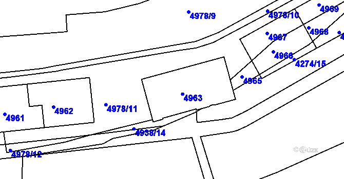 Parcela st. 4963 v KÚ Jirkov, Katastrální mapa