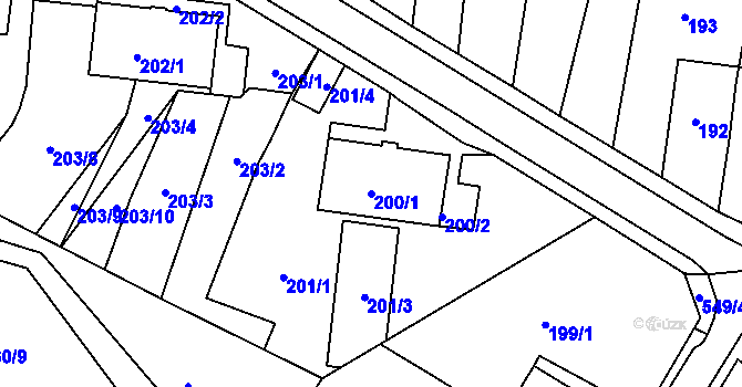 Parcela st. 200/1 v KÚ Jirkov, Katastrální mapa