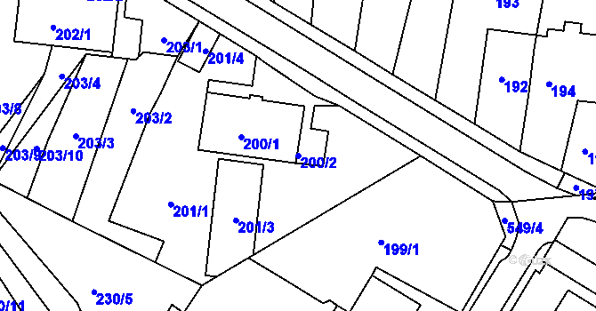 Parcela st. 200/2 v KÚ Jirkov, Katastrální mapa